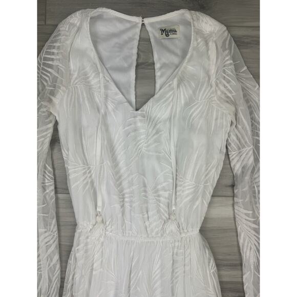 SHOW ME YOUR MUMU Juliet White Maxi Dress Bell Sleeves Sheer Bottom Revolve XS - Picture 5 of 9